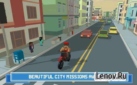 Moto Rider 3D: Blocky City 17 ( v 1.4) (Mod Money)