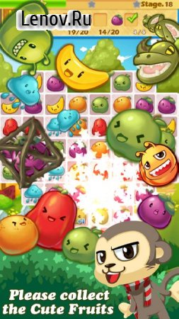 Monkey Fruits Crush v 2.2.1  (Unlimited Lives/Gems & More)