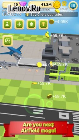 Airfield Tycoon Clicker Game v 1.0.5 Мод (Gold and gems never decrease)