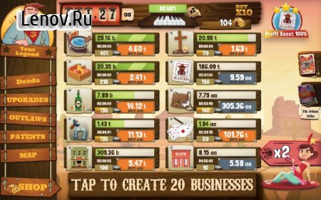 Wild West Idle Tycoon Tap Incremental Clicker Game v 1.16.18 (Mod Money)