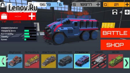 BATTLE CARS: war machines with guns, battlegrounds v 1.18.2  (Unlimited gold/silver/grade 100)